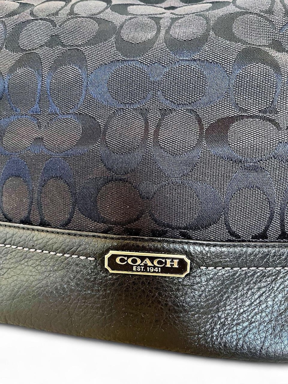Coach Black Signature Carrie Jacquard Shoulder Tote - Picture 3 of 6